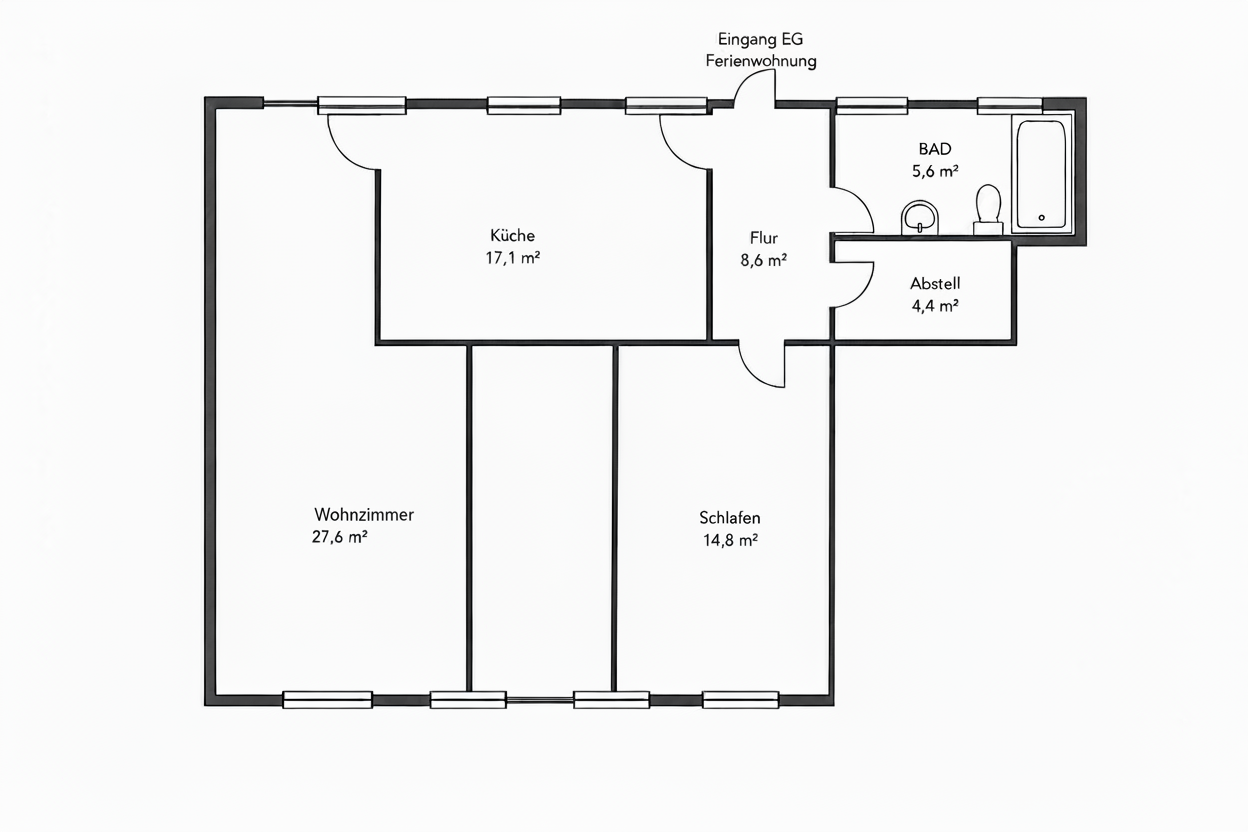 Grundriss der Ferienwohnung Rosengarten